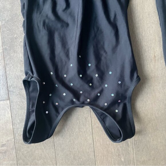 Black Kids Leggings and Leotard Set Dance Gymnastics cheerleading - Picture 6 of 8